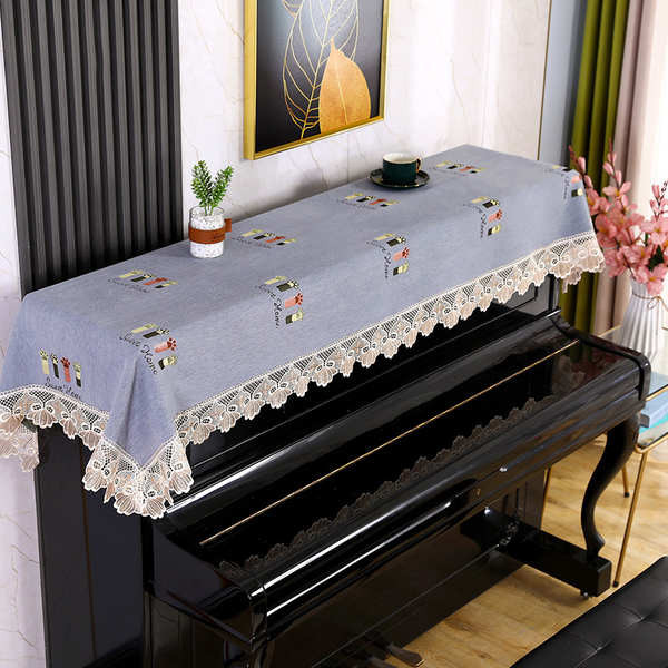 高檔歐式布藝鋼琴罩現代簡約鋼琴巾半罩桌布墊電子琴防塵全罩蓋布