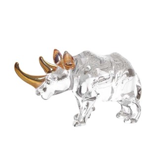 玻璃犀牛玻璃動物雕像 - 家居和動物收藏雕像玻璃裝飾的水晶裝飾品
