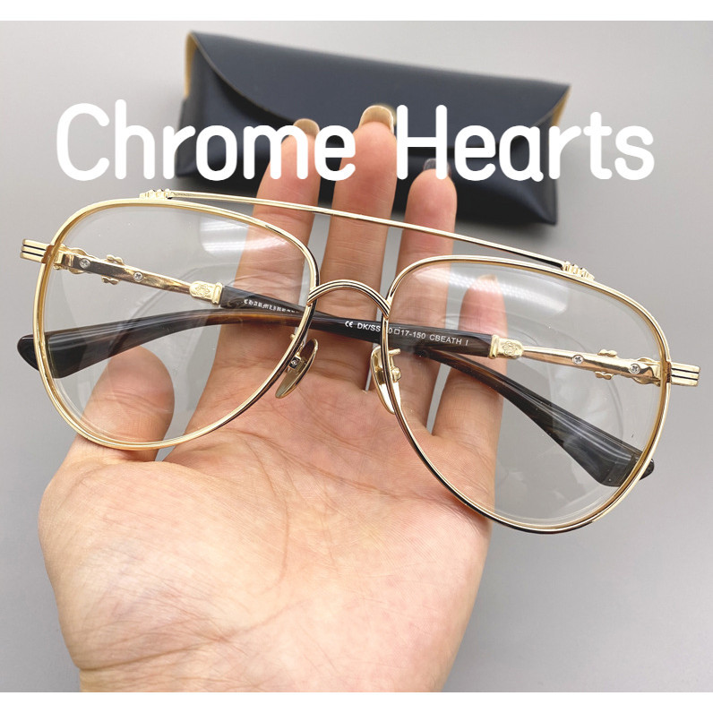 【TOTU眼鏡】醋酸纖維眼鏡 金屬框眼鏡 Chrome Hearts 克羅星 新款眼鏡框 復古金屬大框時尚蛤蟆鏡寬臉男士