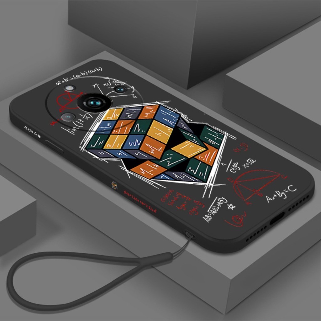 Oppo Realme 12Pro+ 手機殼魔方圖案液態矽膠手機殼適用於 OPPO Realme 12Pro 軟殼