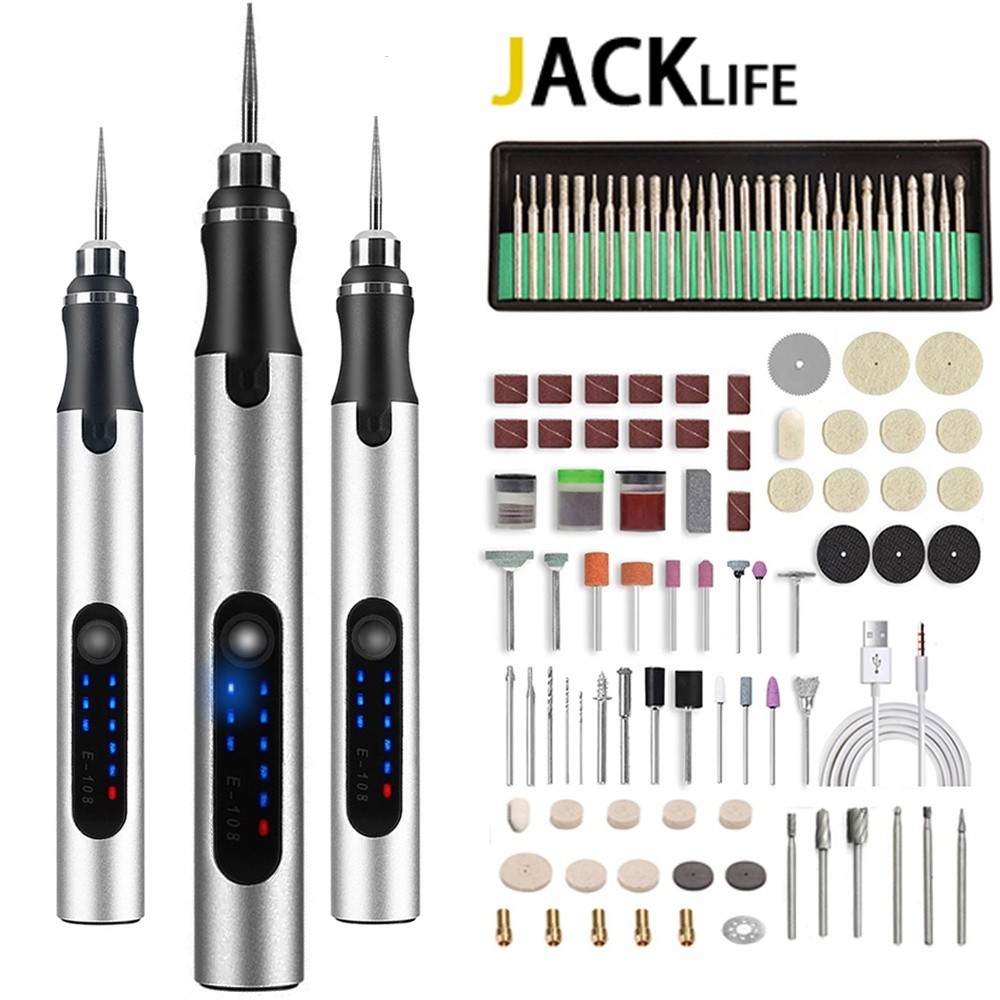 Jacklife 迷你無繩電鑽電動工具電動 3.6V 鑽頭磨床研磨配件套裝珠寶玻璃木無線雕刻筆