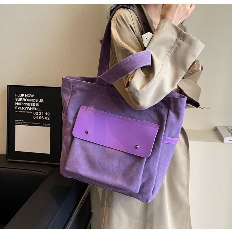 【Porter】日系簡約帆布包帶拉鍊女單肩托特包休閒潮流購物袋百搭男女通勤包