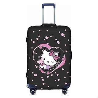 Kawaii 卡通 hello Kitty 旅行行李套防塵彈性手提箱保護套可水洗行李套適用於行李箱套適合 18-32 英