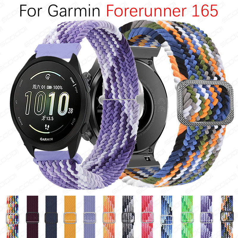 適用於 Garmin Forerunner 165 / 165 音樂智能手錶彈性錶帶的可調節編織單環尼龍錶帶