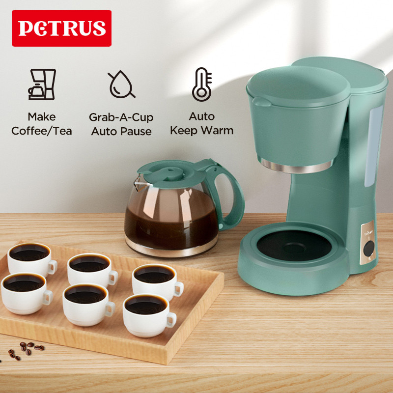 Petrus PE2100 迷你滴漏式咖啡機家用茶壺 600ml 6 杯重複使用過濾籃,1 年保修