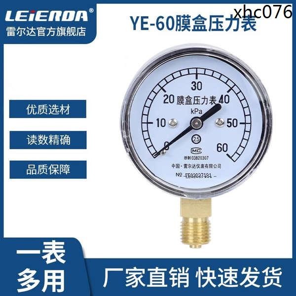 雷爾達儀表 膜盒壓力錶YE60 微壓表千帕表 天然氣管道壓力錶 燃氣