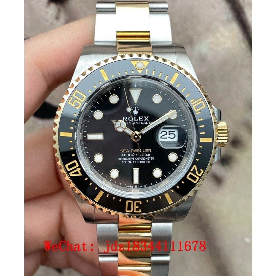 勞力士海地居者係列 m126603-0001 金色不銹鋼錶帶時尚自動機械男士手錶