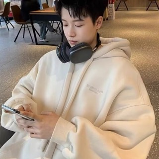 【HOT 本舖】男裝 M-3XL 重磅連帽衛衣男 春秋款 新款 寬鬆美式 秋季 男生帽衫 男款百搭外套衣服