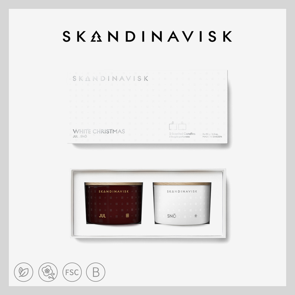 丹麥 Skandinavisk 聖誕限定禮盒 - 銀白聖誕禮盒(2入組) 交換禮物 室內香氛 送禮 公司貨