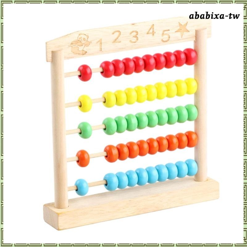 [AbabixaTW] 木製計數架 5 排算盤,學習數數算盤玩具,學齡前兒童教育算盤