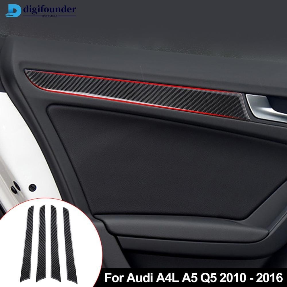 Digifounder 4 件汽車內飾窗門板裝飾蓋內貼紙條碳纖維風格適用於奧迪 A4L A5 Q5 2010 - 201