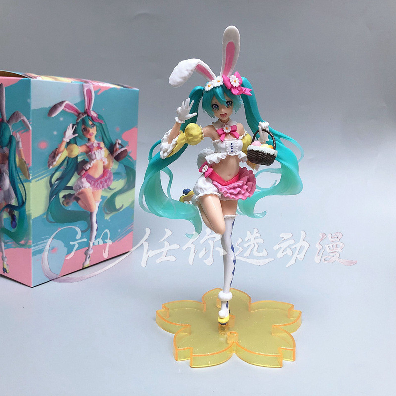 現貨 春服兔耳朵初音未來 公仔玩具 擺件裝飾 動漫周邊 盒裝手辦模型