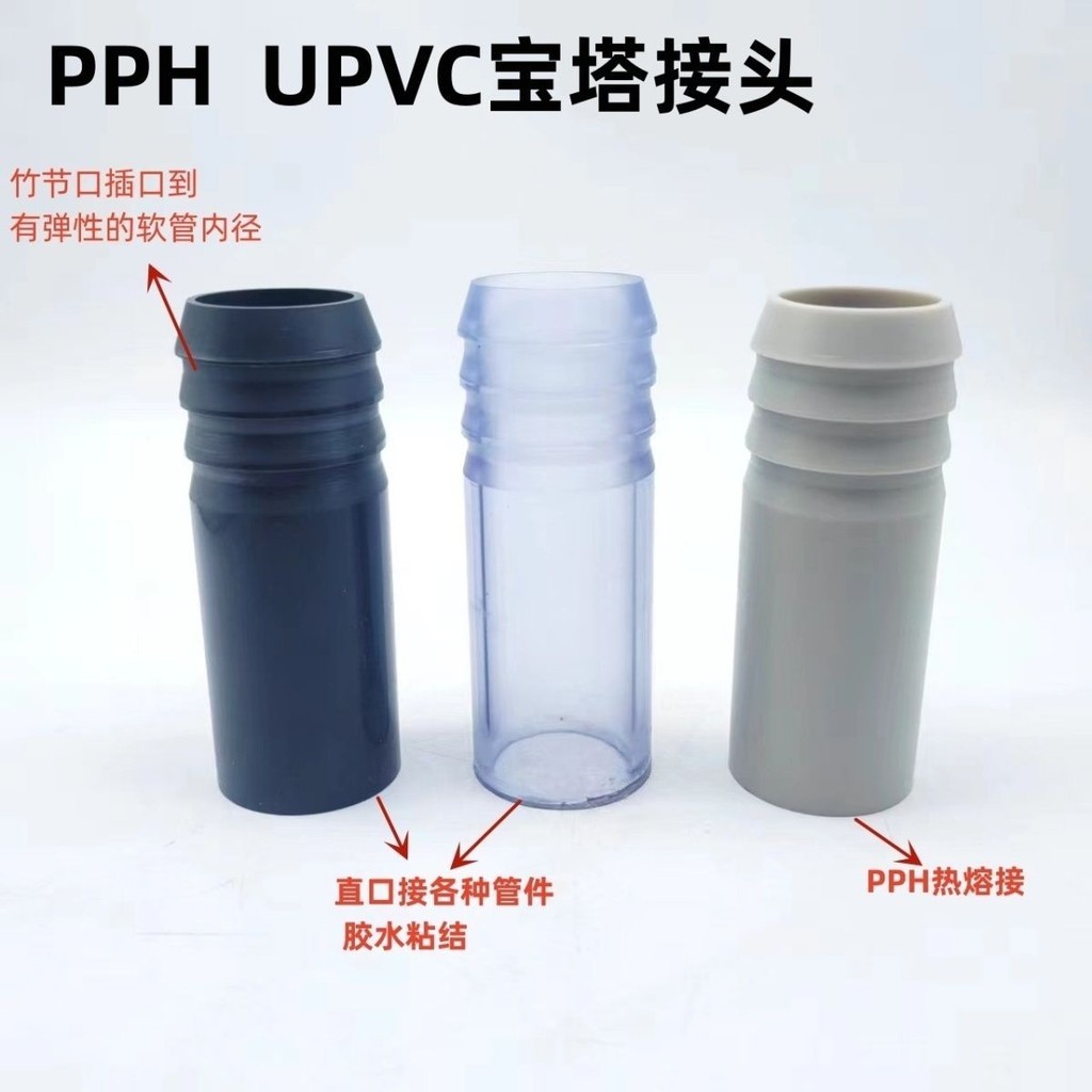 3.11 pph寶塔透明PVC軟管接頭竹節接頭塑膠軟硬快接增氧插口UPVC寶塔頭