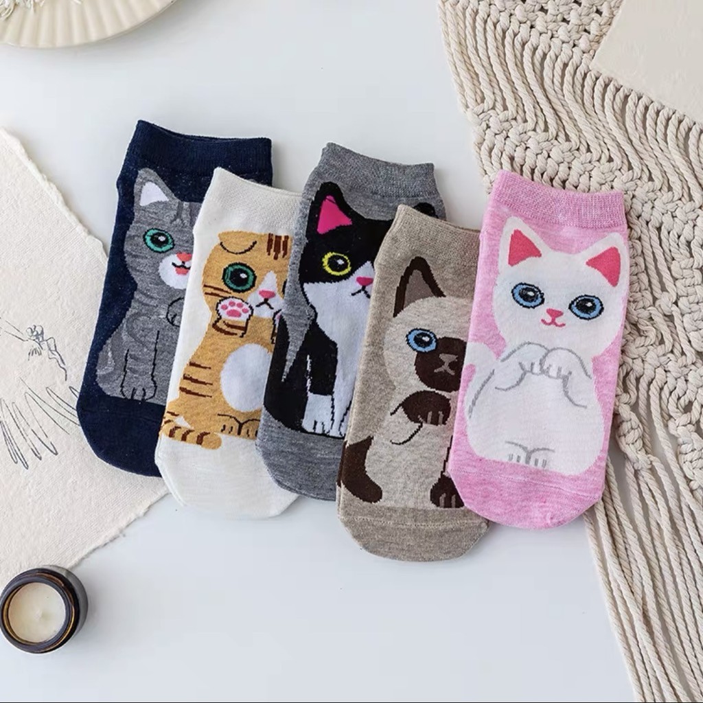 襪子女棉襪少女可愛卡通立體小動物貓咪短筒襪直板成人襪