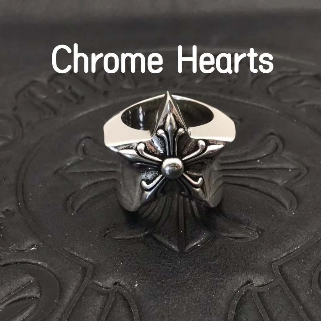 Chrome Hearts 克羅心 925純銀戒指 大五角星戒指男女款十字架復古朋克歐美嘻哈CJ080