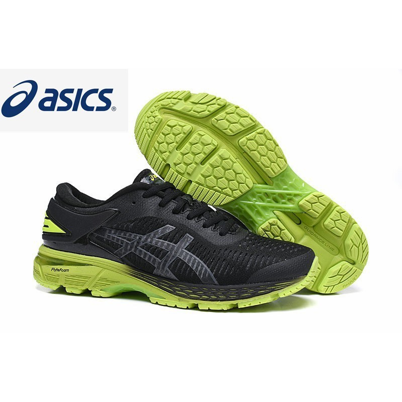 亞瑟士 Asics【現貨】asics GEL-KAYANO 25 男士穩定減震緩震鞋黑色熒光綠