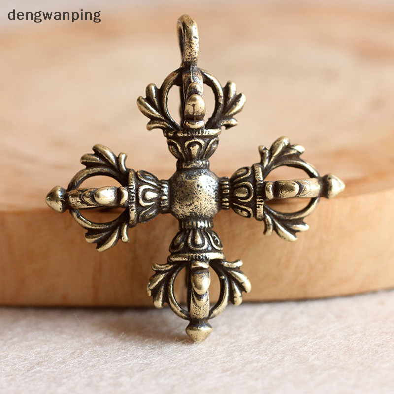 [DWP] 復古黃銅十字架金剛杵鑽石杵鑰匙扣挂件車包掛飾熱銷中