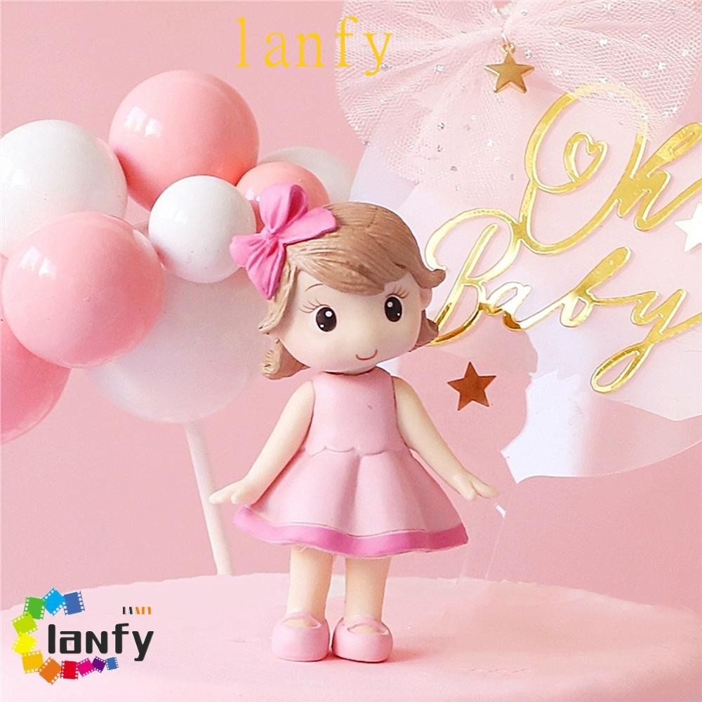 LANFY蛋糕蓋快樂女孩裝飾品生日派對用品嬰兒淋浴兒童禮物小雕像