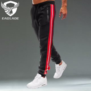 Eaglade 男式慢跑運動褲慢跑褲寬鬆運動服男褲 Seluar 可拉伸黑色 E05