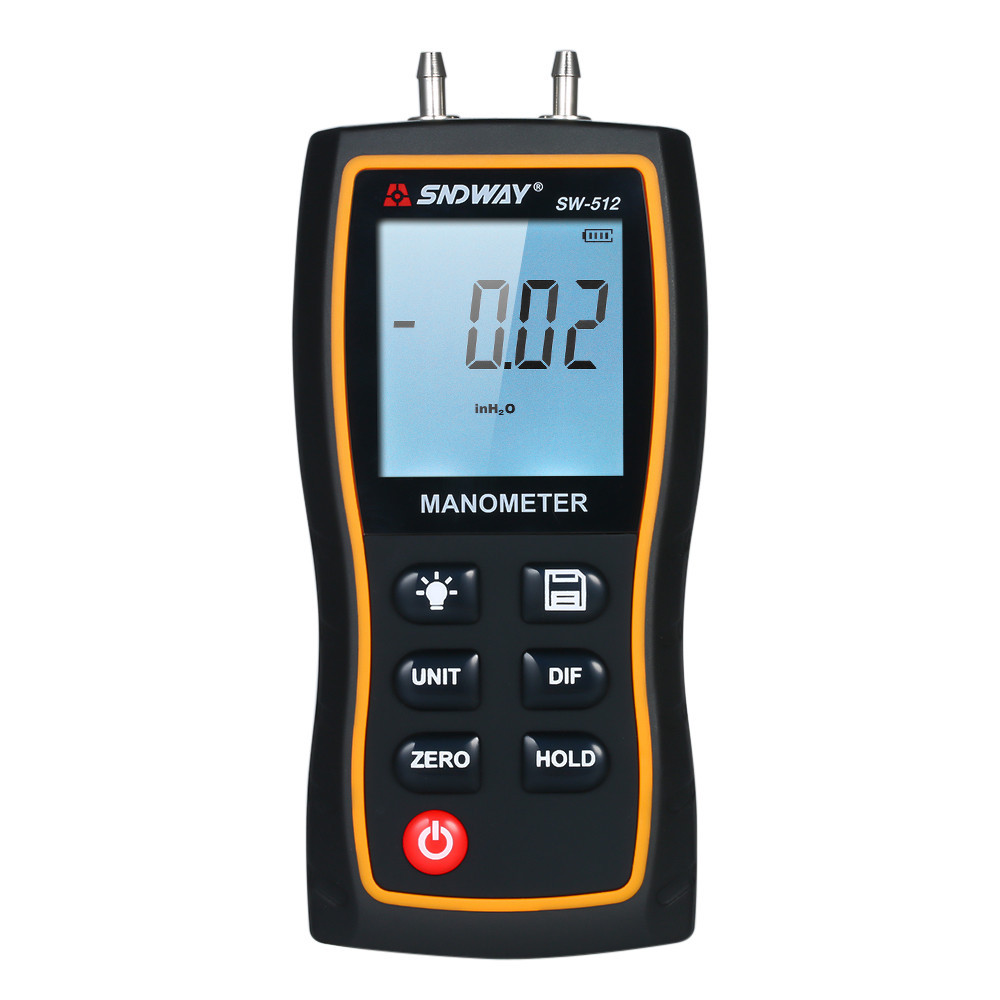 Sndway高精度差壓計手持式液晶數字雙口壓力表差壓表測試儀11個測量單位/ 39.99kPa