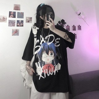 卡通動漫印花圓領女短袖t恤夏季韓版寬鬆休閒上衣instagram時尚