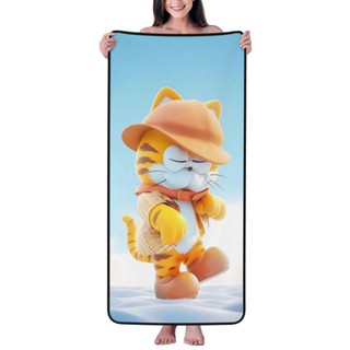 加菲貓珊瑚絨浴巾 27x55 英寸超柔軟高吸水毛巾,適合家庭、旅行、游泳、海灘等。