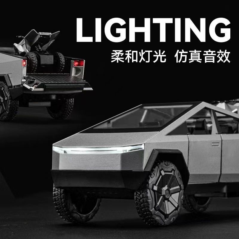 【開年鉅惠】特斯拉皮卡模型房車玩具合金玩具車男孩仿真兒童小汽車展示車模Tesla