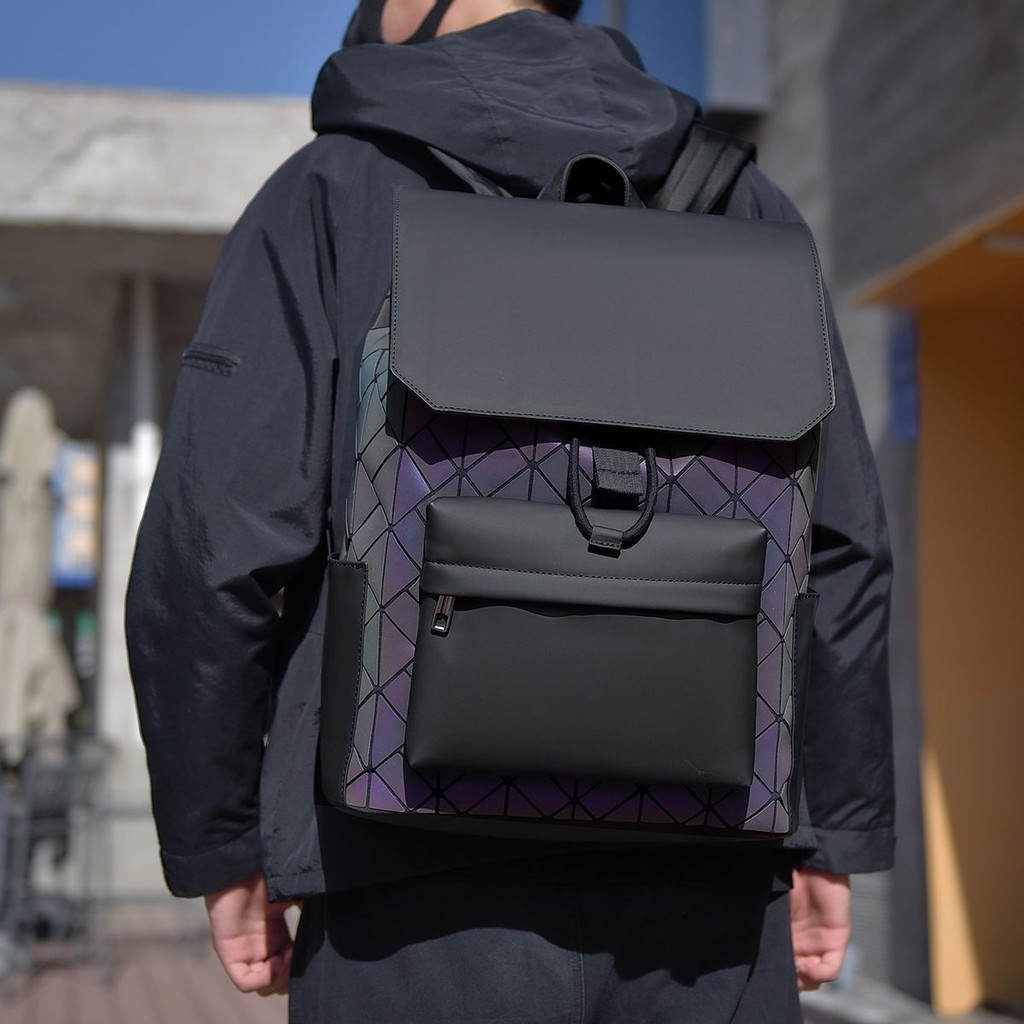 【Porter】2024新款後背包潮牌幾何菱格學生書包通勤電腦包時尚大容量背包男
