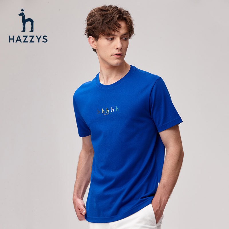 Hazzys哈吉斯夏季新款男士短袖套頭T恤衫韓版寬鬆T潮流上衣306