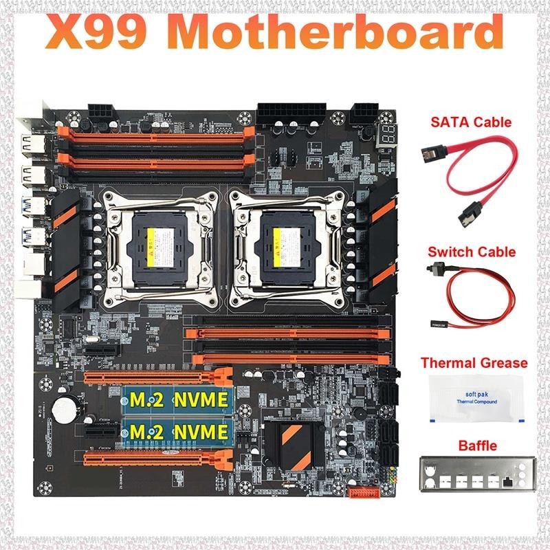 (U P Q E)X99雙CPU主板+SATA線+開關線+擋板+導熱油脂LGA 2011 DDR4 支持2011-V3