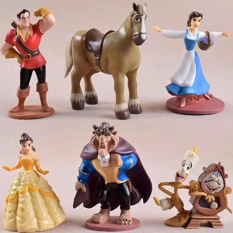 6款美女與野獸貝兒公主人偶玩具手辦模型蛋糕裝飾擺件玩具