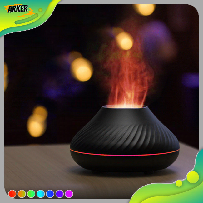 Areker 火焰擴散器,精油火焰擴散器帶 LED 燈 3D 火模擬火焰亮度可調香氣