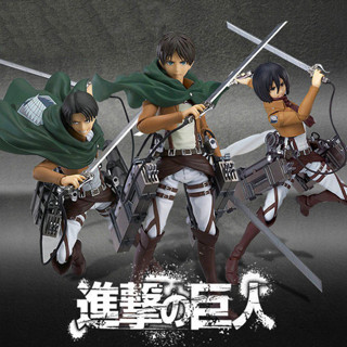 進擊的巨人 figma 兵長 利威爾 艾倫 三笠 關節可動手辦擺件模型 I5N3