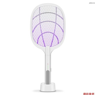 電動滅蟲器球拍、滅蚊器、果蠅拍 Zap、二合一 USB 可充電電子拍害蟲控制、LED 照明燈、3 層安全網安全 Touc