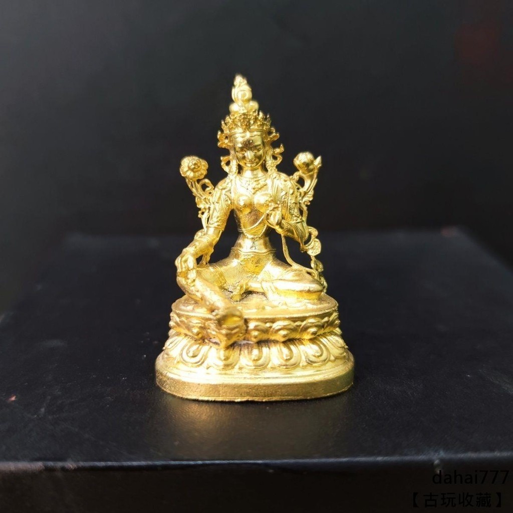 【古玩收藏】純銅實心佛像居家供奉擺件尼泊爾手工密宗黃財神綠度母釋迦牟尼
