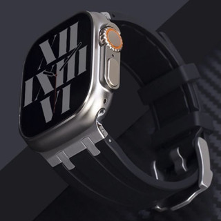 皇家橡樹 鈦色AP液態矽膠錶帶 適用於 Apple Watch Ultra 2 49mm 9 8 7 6 蘋果錶帶