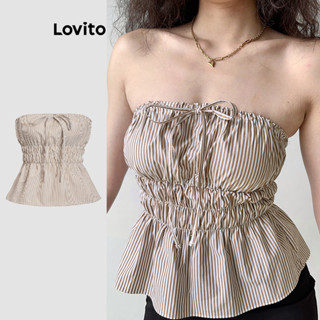 Lovito 女士休閒背心條紋抽繩夏季上衣 L116LD255