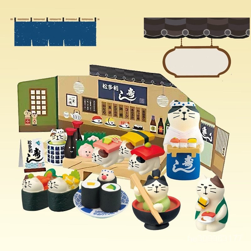 日式 小物ZAKKA貓咪壽司餐廳DIY食玩微場景裝飾樹脂工藝品小擺件批髮