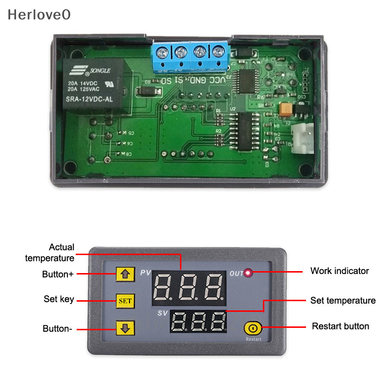 Herlove W3230 迷你數字溫度控制器 12V 24V 220V 恆溫調節器 TW