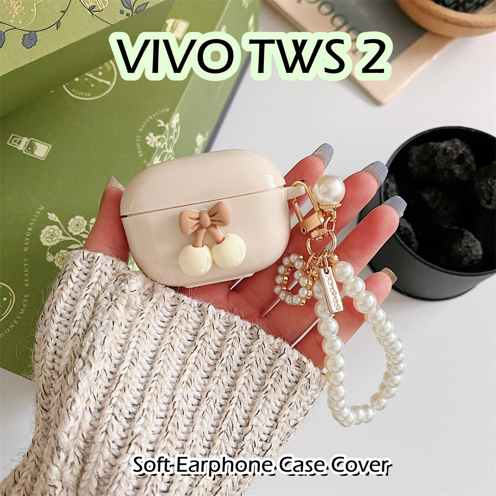 【潮流正面】適用於VIVO Tws 2 Case DIY立體裝飾可愛奶油色系列軟矽膠耳機套外殼保護套
