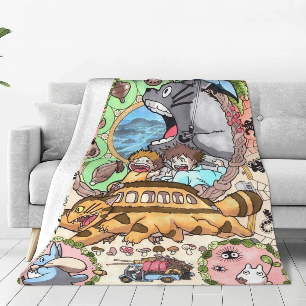 Totoro 超柔軟微絨毛毯保暖毯大號床沙發飛機平板床上用品