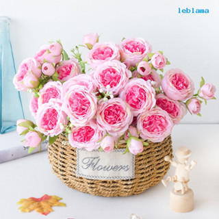 [LBA] 仿真5頭春色牡丹 韓系把束薔薇牡丹 仿真花家居婚禮玫瑰花把束裝飾