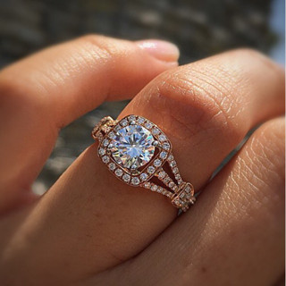 【戒指】經典八心八箭鑽石戒指時尚玫瑰金18K鋯石飾品戒子女生指環戒指飾品