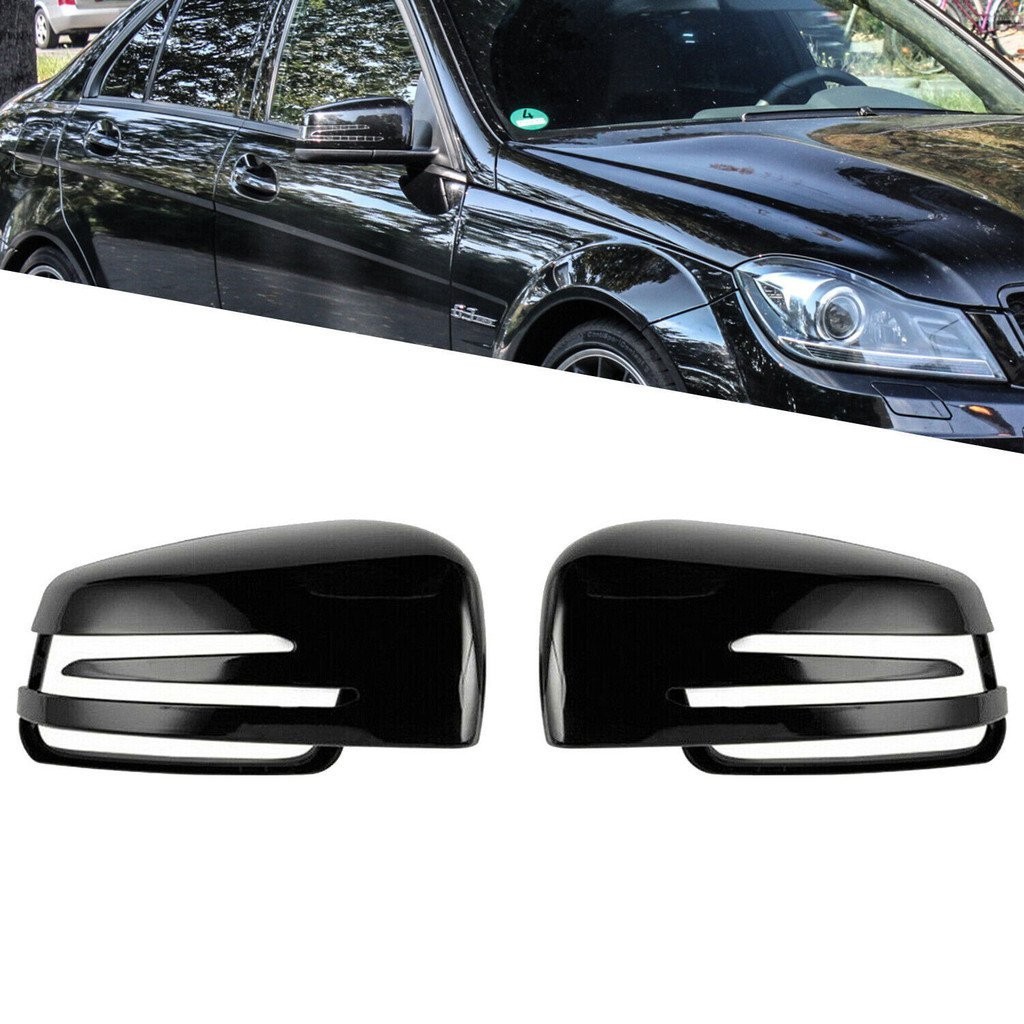 適用賓士C級E級S級W204W212亮黑色白色倒車鏡後照鏡外殼鏡殼外蓋