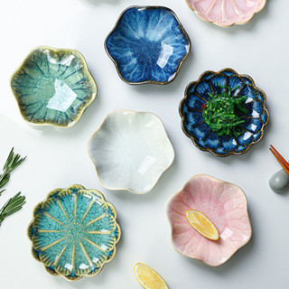 日式 陶瓷 家用創意復古蘸料碟調味碟小吃碟醬油碟配菜碟醋碟陶瓷小碟子