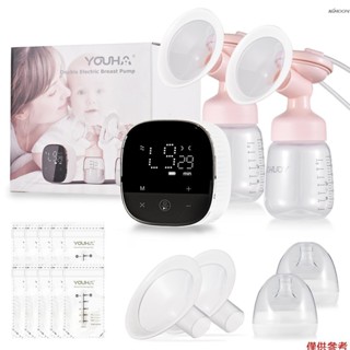 Youha A3 雙電動吸奶器用於母乳喂養免提吸奶器 3 種模式和 10 個吸力級別低噪音防回流鏡 LED 顯示屏觸摸控