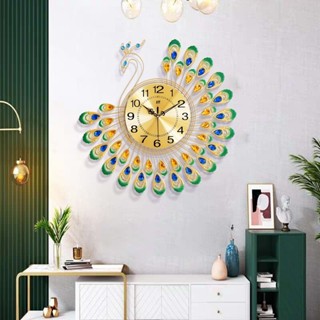 爆款孔雀掛鐘 客廳時尚簡約時鐘 掛牆家用鐘錶peacock wall clock