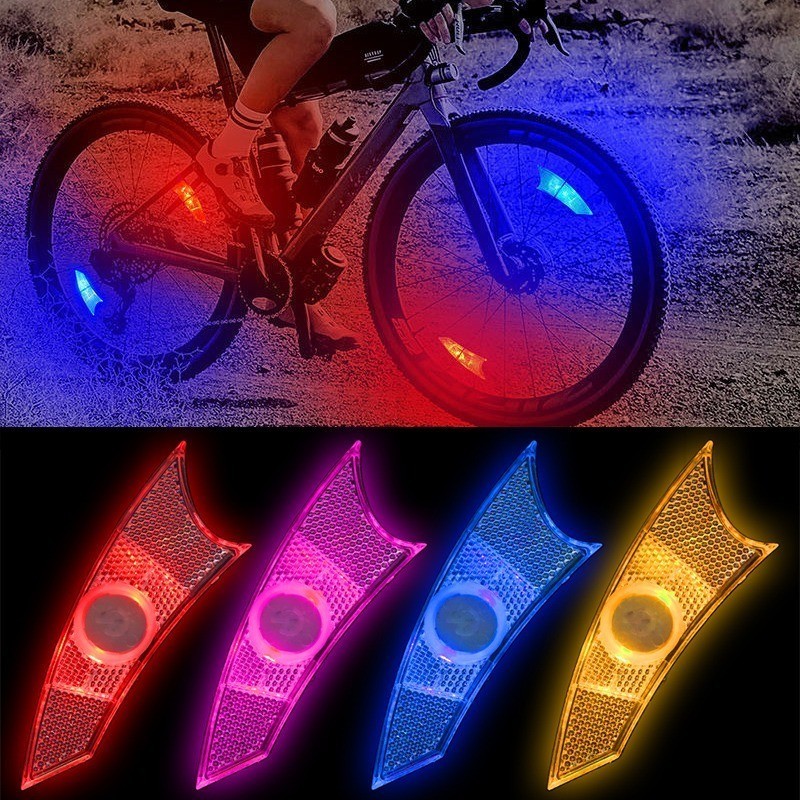 自行車輻條燈 - 自行車車輪 LED 燈裝飾 - 警告折射性自行車配件 - 用於夜間騎行安全 - 紅色黃色藍色粉色燈光顏