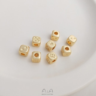 Ala- 保色14K包金骰子方形隔珠手工串珠diy手鍊項鍊飾品散珠手作配件