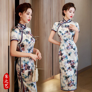 旗袍女2024新款夏季桑蠶絲氣質改良版洋裝中國風改良旗袍